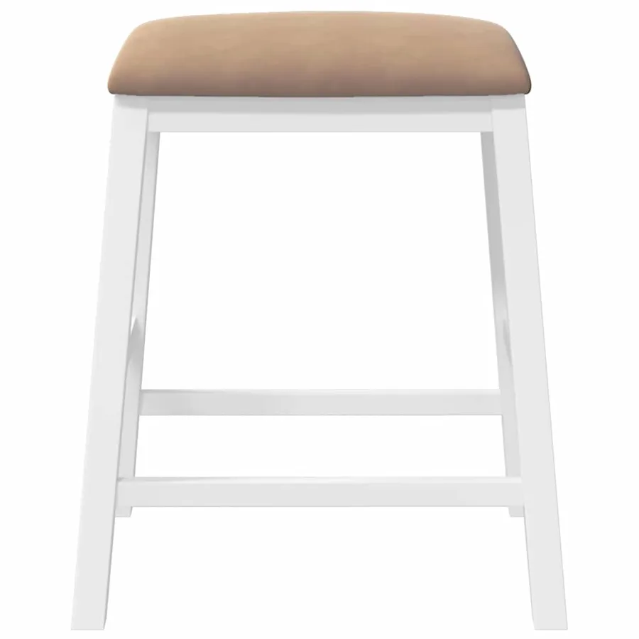 Chaises de bar avec coussins 2 pcs blanc bois massif d'hévéa - 5