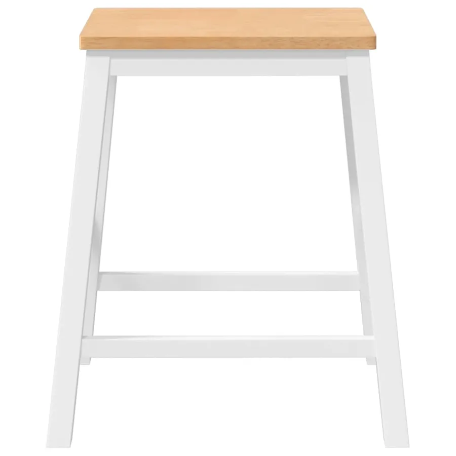 Chaises de bar 2 pcs blanc bois massif d'hévéa - 5