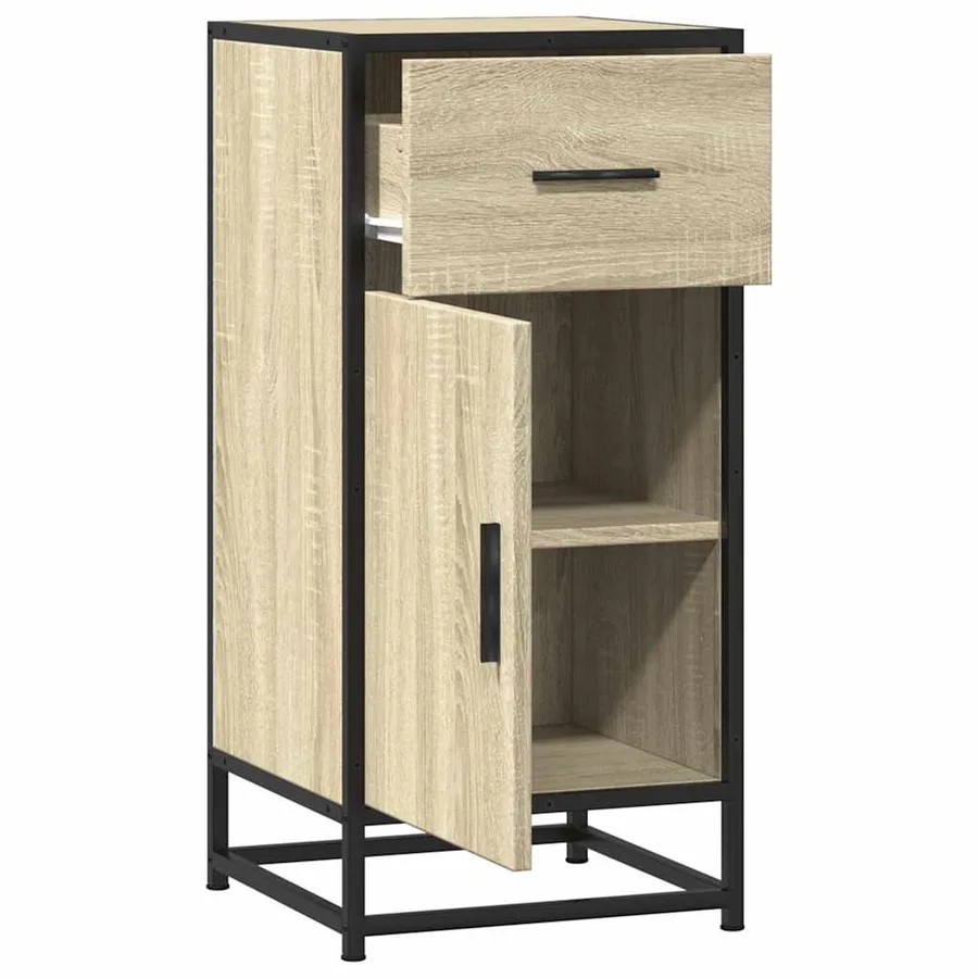 Buffet chêne sonoma 35,5x35x76 cm bois d'ingénierie et métal - 5