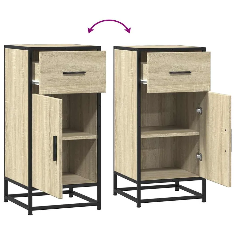 Buffet chêne sonoma 35,5x35x76 cm bois d'ingénierie et métal - 8