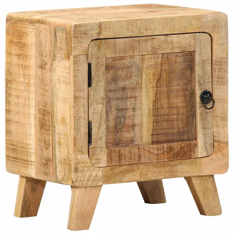 Table de chevet 2 pcs 40x32x46 cm bois massif de manguier brut - 12