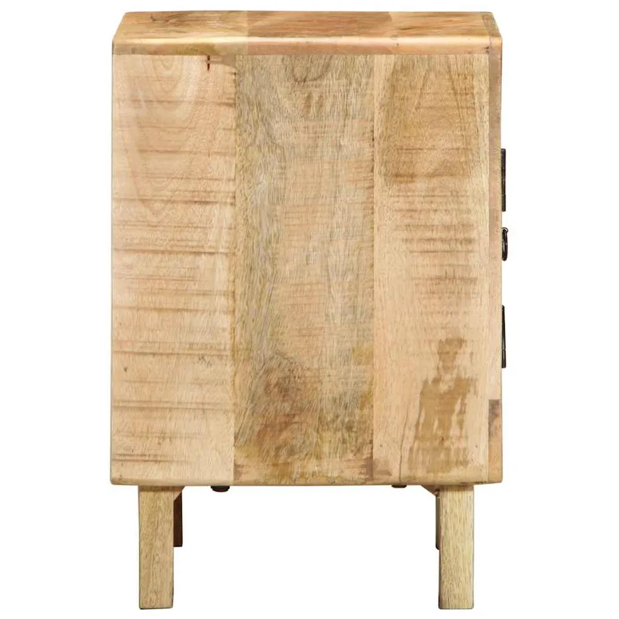 Table de chevet 2 pcs 40x32x46 cm bois massif de manguier brut - 3