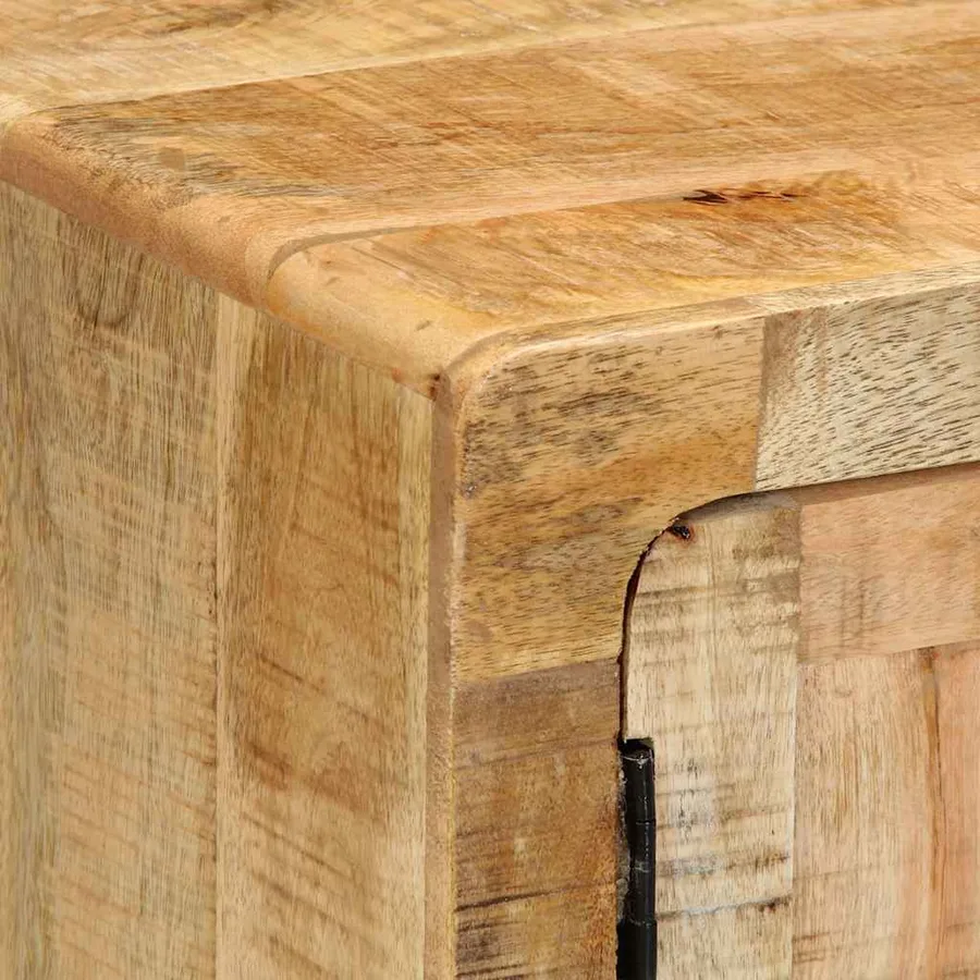Table de chevet 2 pcs 40x32x46 cm bois massif de manguier brut - 6