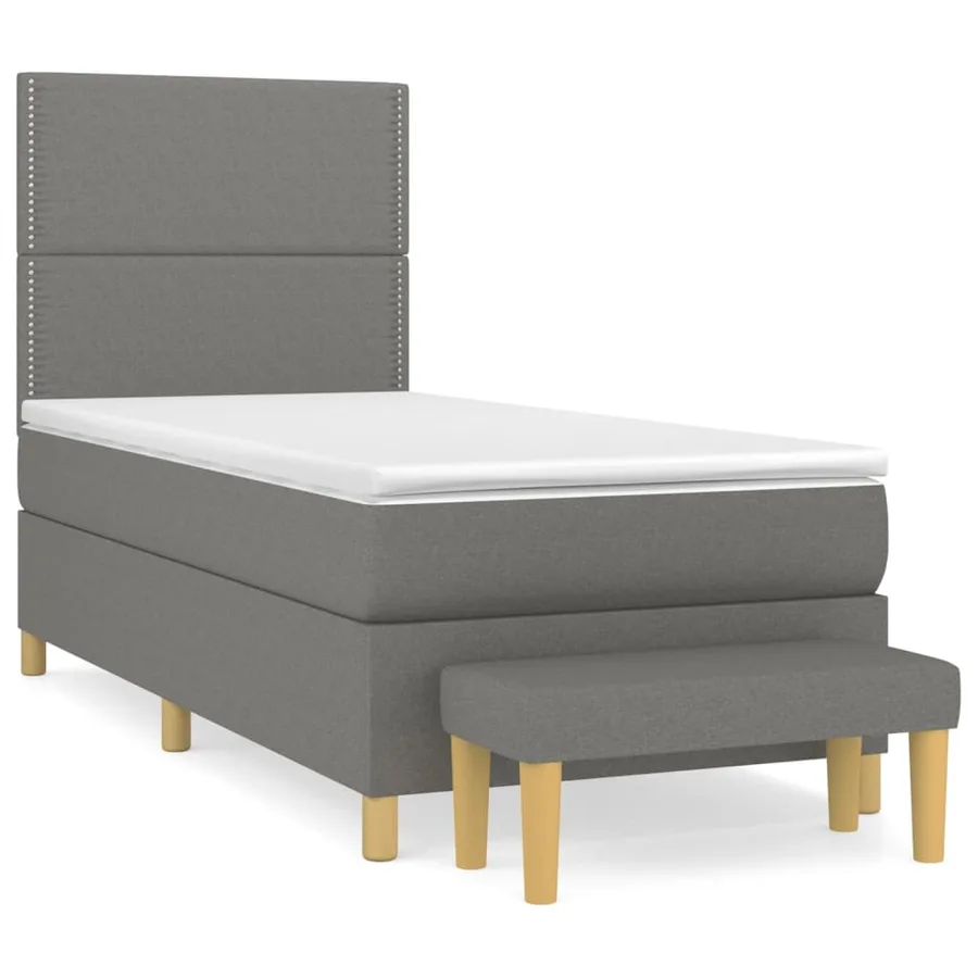 Sommier à lattes de lit avec matelas Gris foncé 100x200cm Tissu - 2