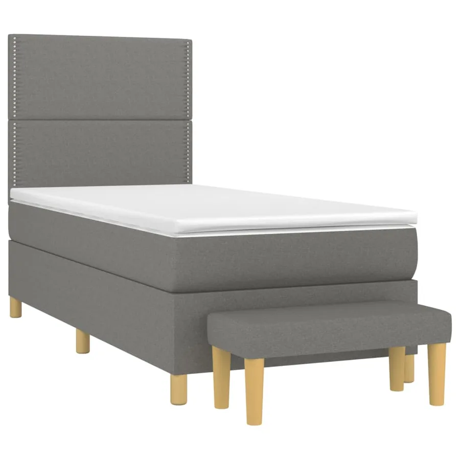 Sommier à lattes de lit avec matelas Gris foncé 100x200cm Tissu - 3