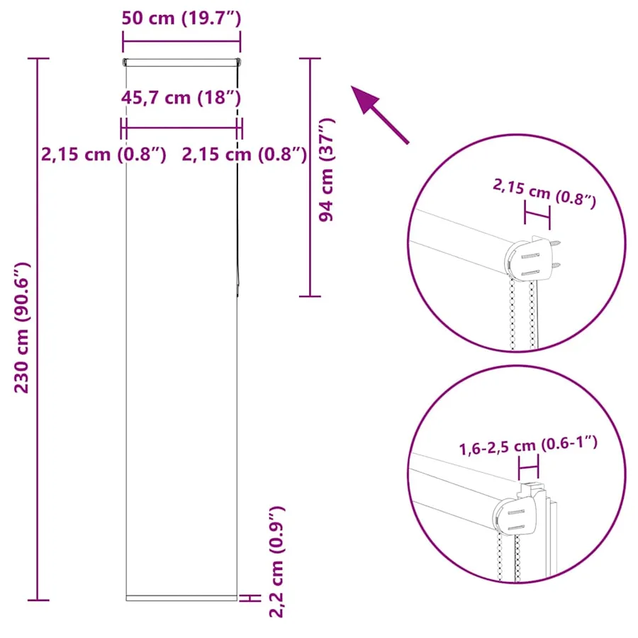 Store enrouleur occultant largeur du tissu 45,7 cm polyester - 18