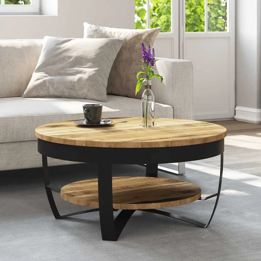 Table basse Bois massif de manguier brut 65x32 cm