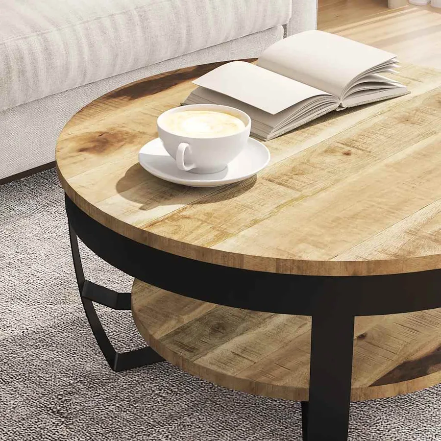Table basse Bois massif de manguier brut 65x32 cm - 4