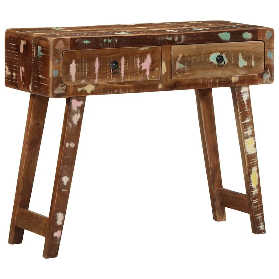Table console 90x32x75 cm bois massif de récupération - 12