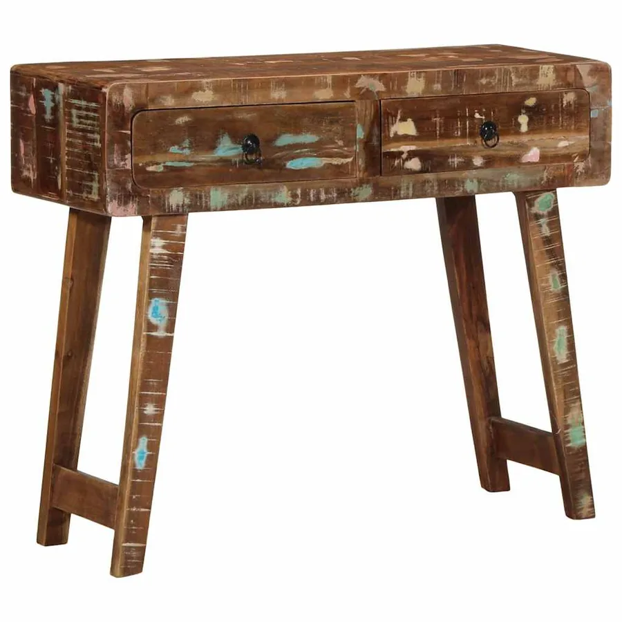 Table console 90x32x75 cm bois massif de récupération - 13