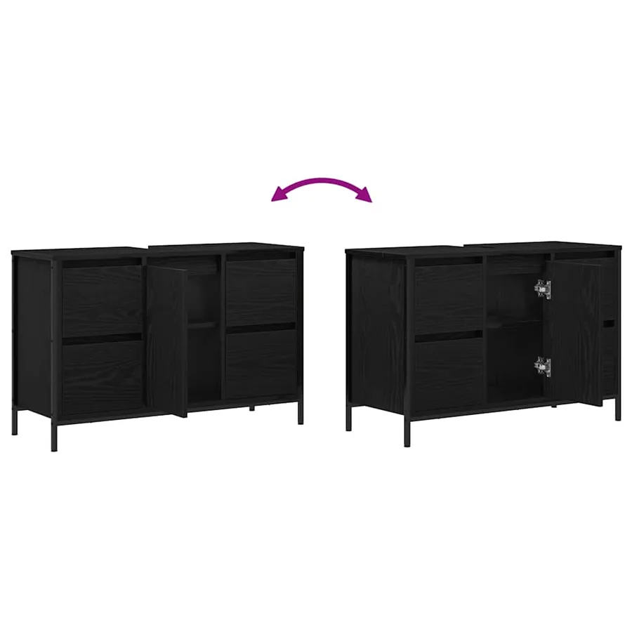 Meuble sous-vasque avec tiroirs chêne noir 90x34,5x60 cm - 10