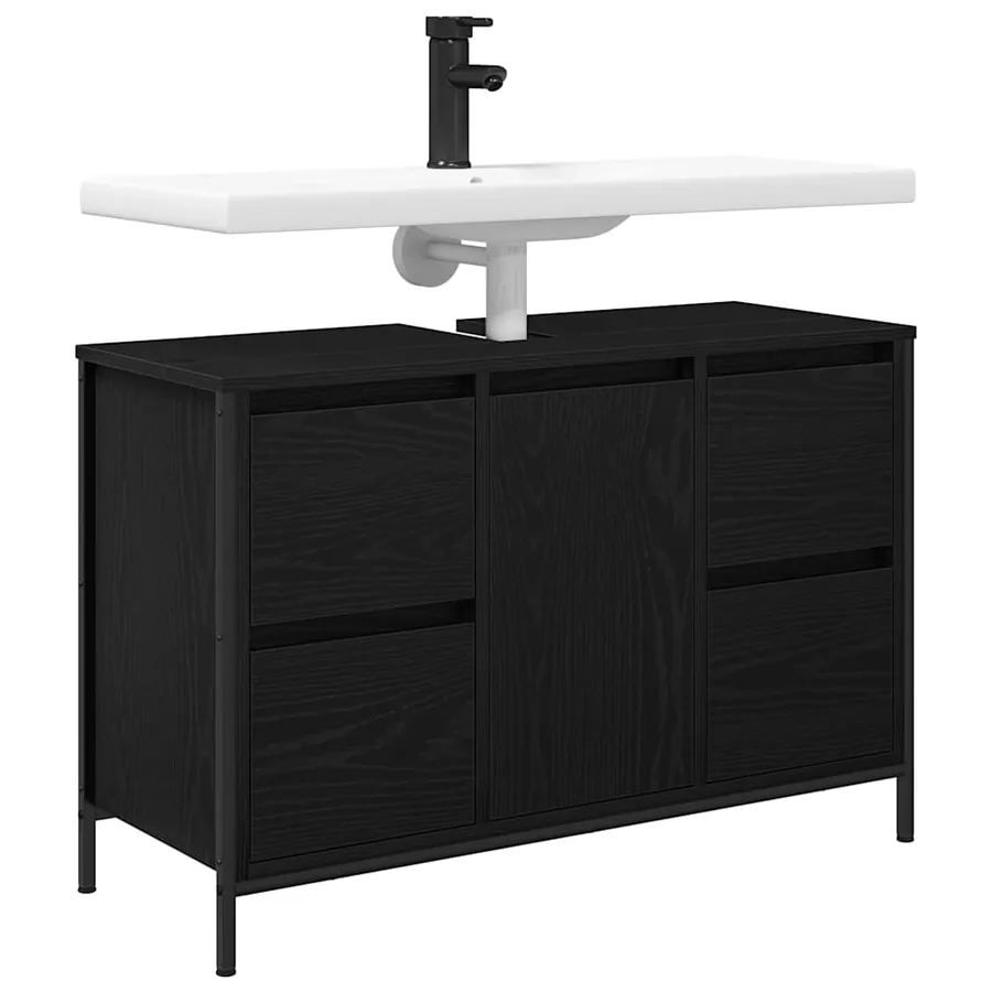Meuble sous-vasque avec tiroirs chêne noir 90x34,5x60 cm - 4