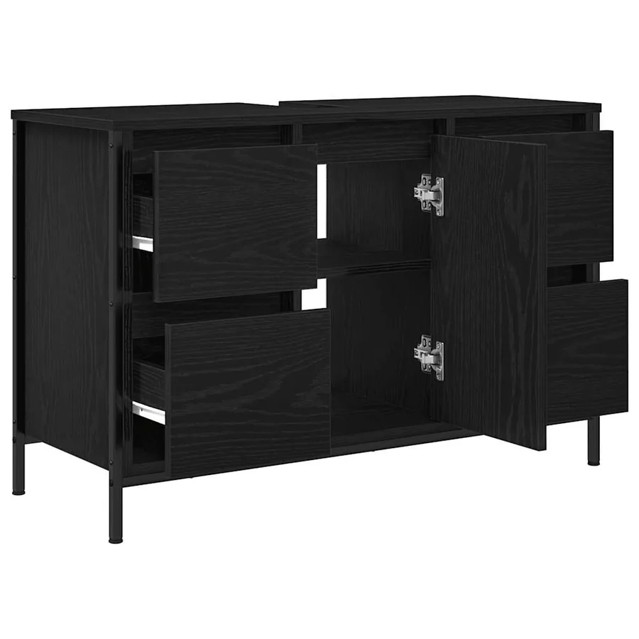 Meuble sous-vasque avec tiroirs chêne noir 90x34,5x60 cm - 5