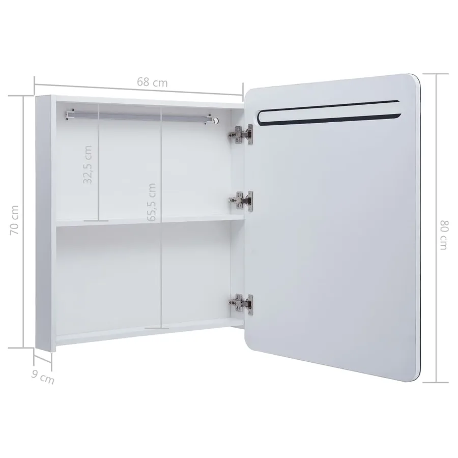 Armoire de salle de bain à miroir LED 68x9x80 cm - 7