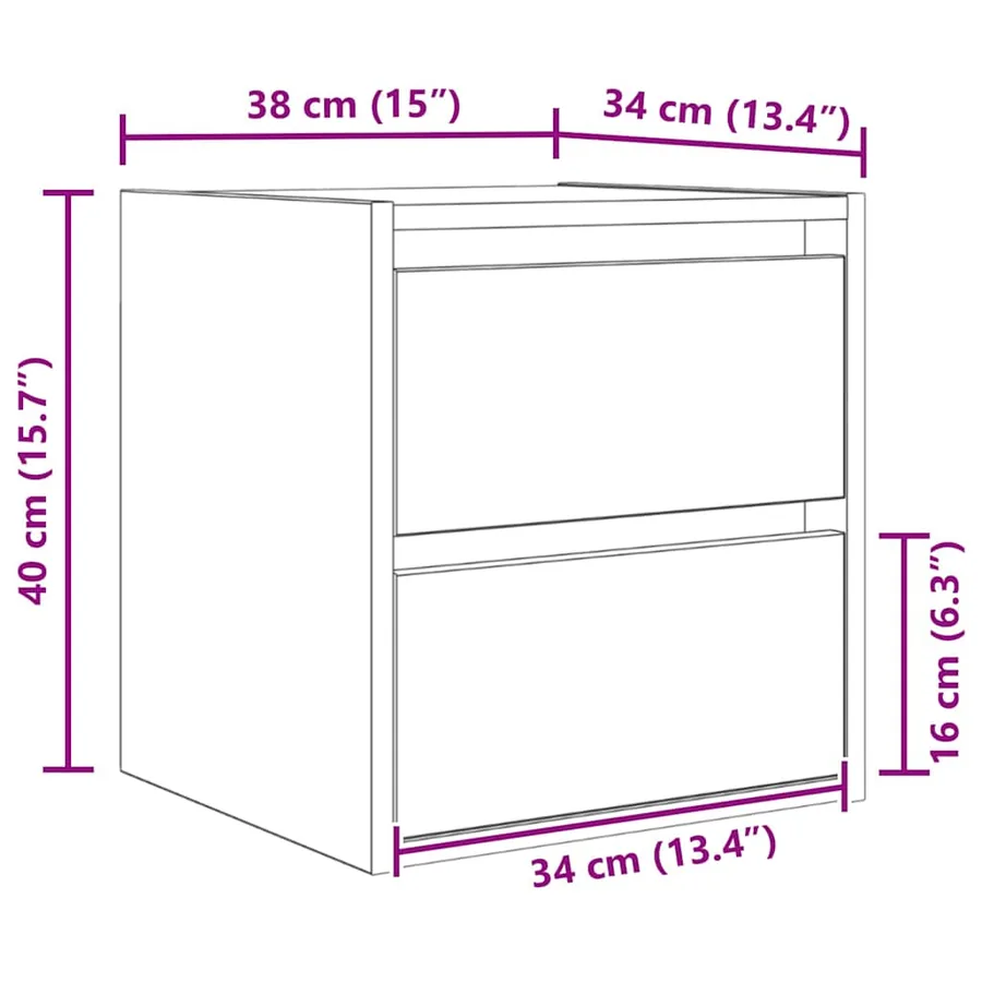 Tables de chevet murales 2 pcs chêne noir 38x34x40 cm - 14