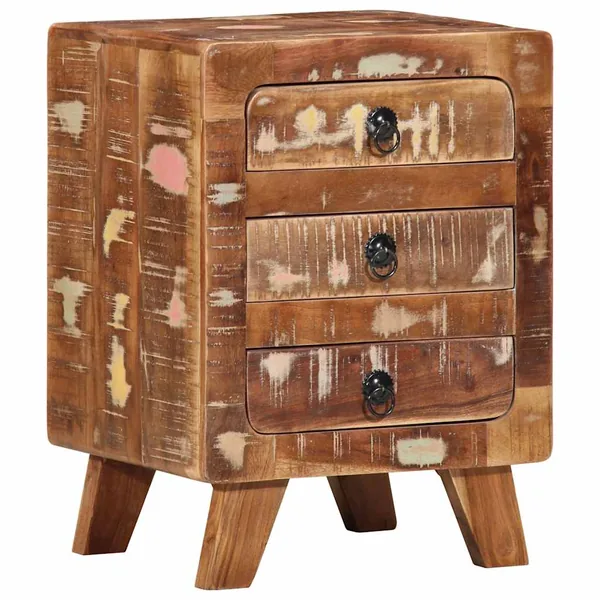 Table de chevet 37x32x50 cm bois massif de récupération