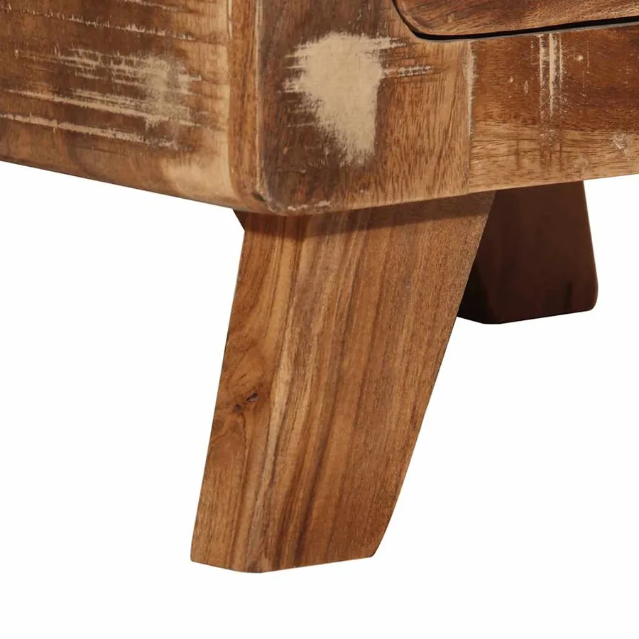 Table de chevet 37x32x50 cm bois massif de récupération - 8