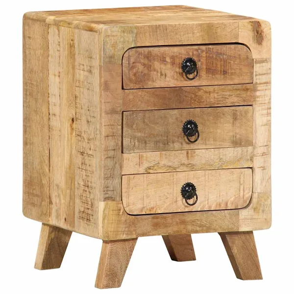 Table de chevet 37x32x50 cm bois de manguier massif brut