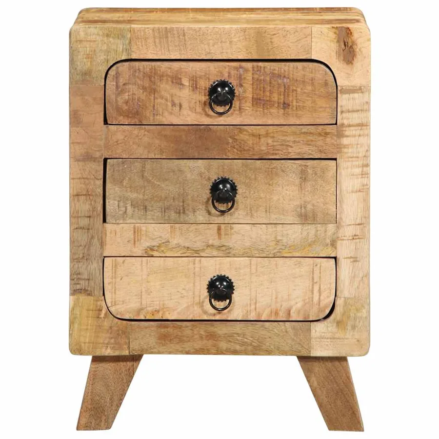 Table de chevet 37x32x50 cm bois de manguier massif brut - 2