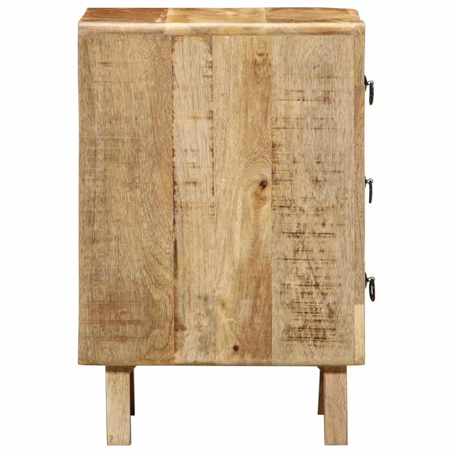 Table de chevet 37x32x50 cm bois de manguier massif brut - 3