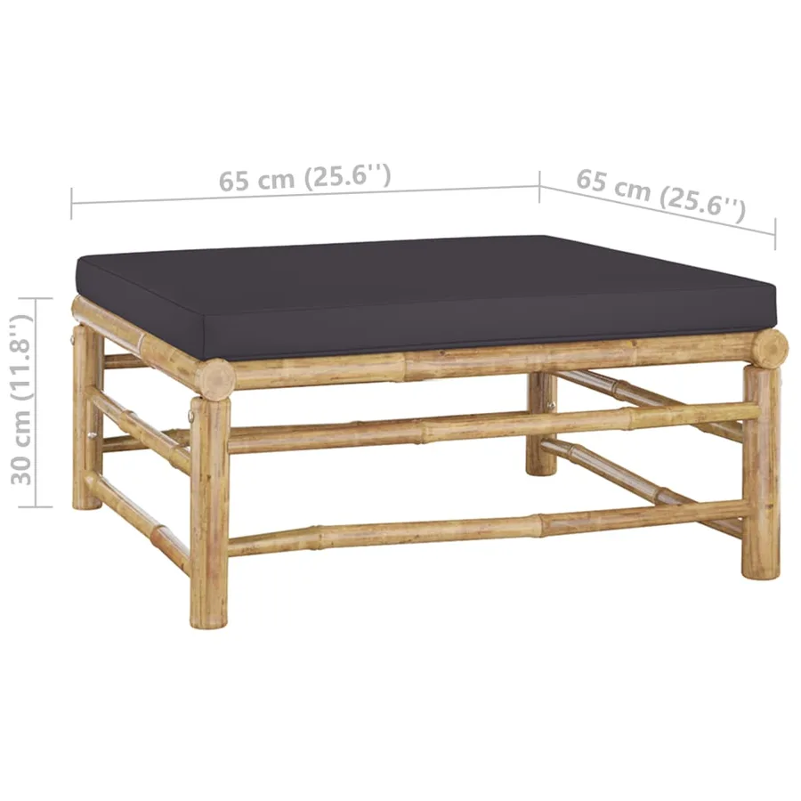 Salon de jardin 6 pcs avec coussins gris foncé bambou - 14