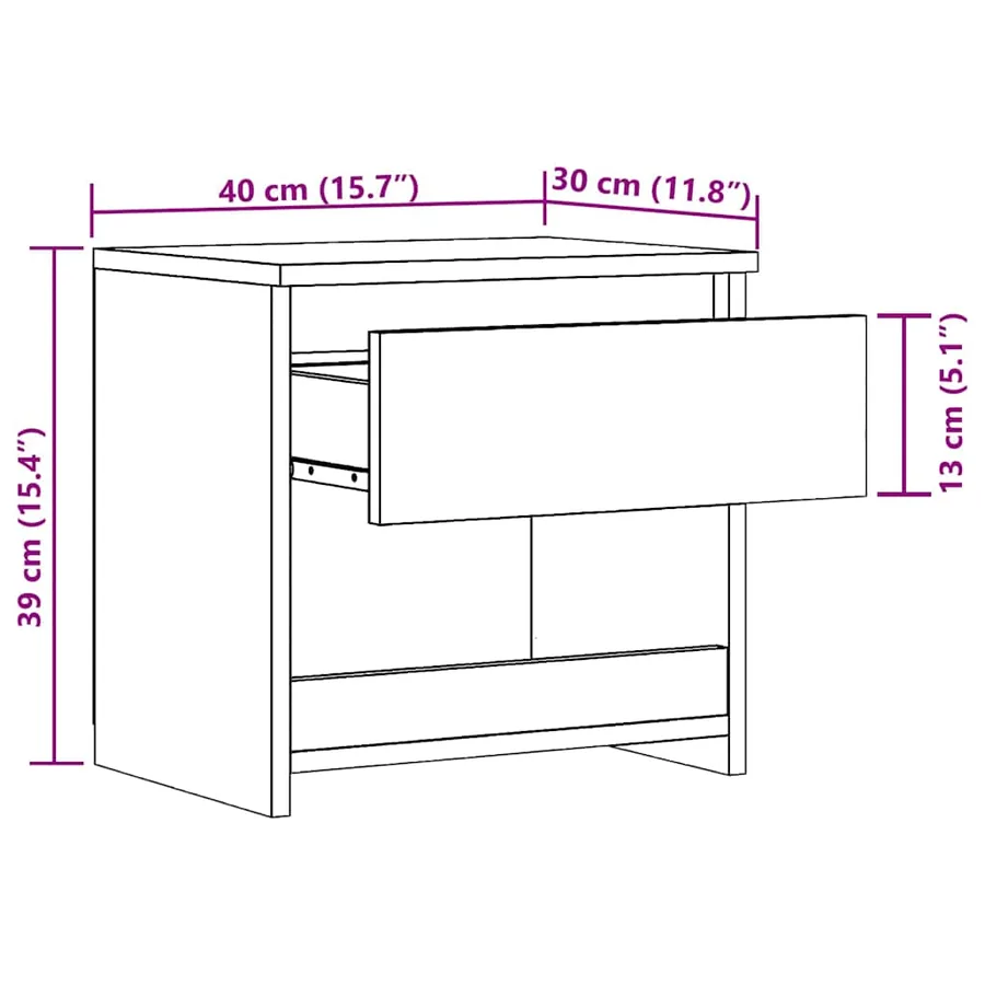 Table de chevet chêne artisanal 40x30x39 cm bois d'ingénierie - 11
