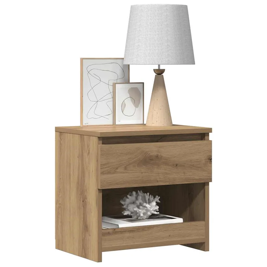 Table de chevet chêne artisanal 40x30x39 cm bois d'ingénierie - 3