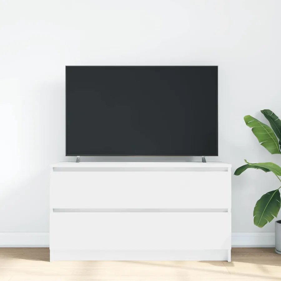 Meuble TV blanc 100x35x54 cm bois d'ingénierie - 3