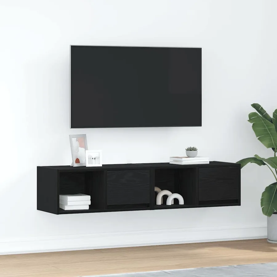 Meubles TV 2 pcs chêne noir 60x31x25,5 cm bois d'ingénierie