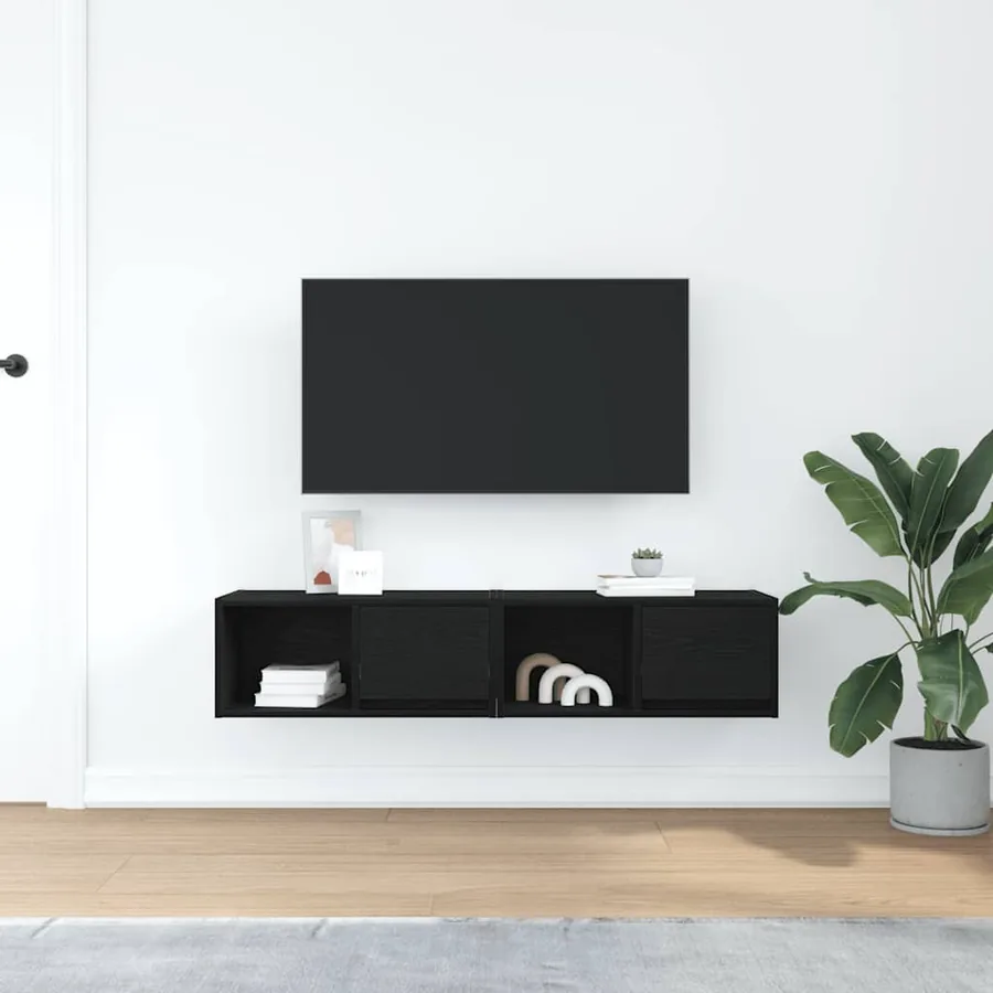 Meubles TV 2 pcs chêne noir 60x31x25,5 cm bois d'ingénierie - 3