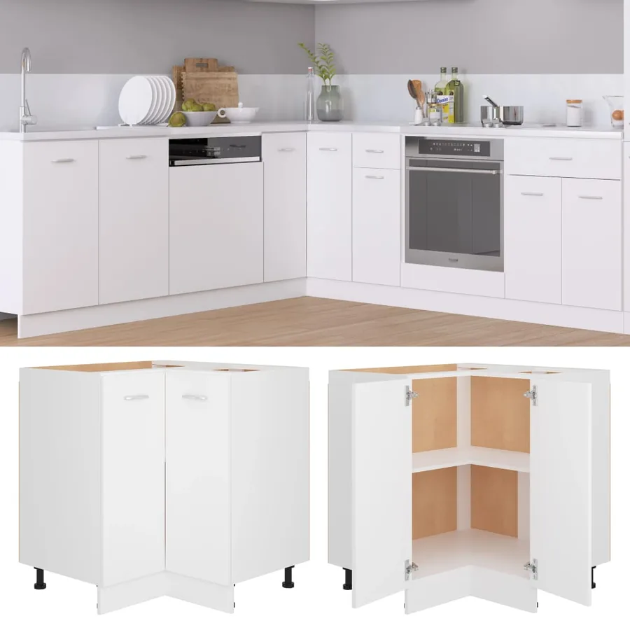 Armoire d'angle basse "Lyon" Blanc 75,5 x 75,5 x 81,5 cm Bois d'ingénierie