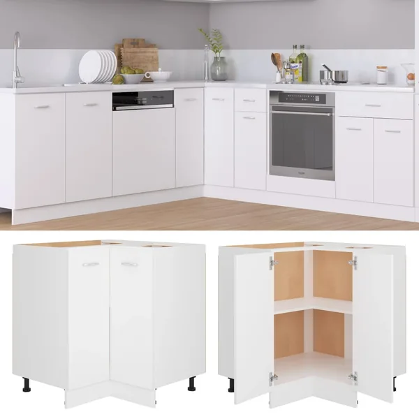 Armoire d'angle basse "Lyon" Blanc 75,5 x 75,5 x 81,5 cm Bois d'ingénierie