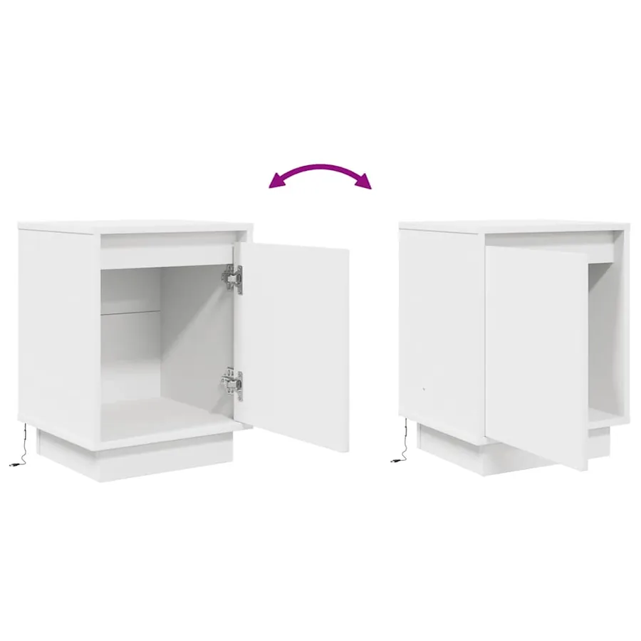 Table de chevet avec lumières LED blanc 38x34x50 cm - 9