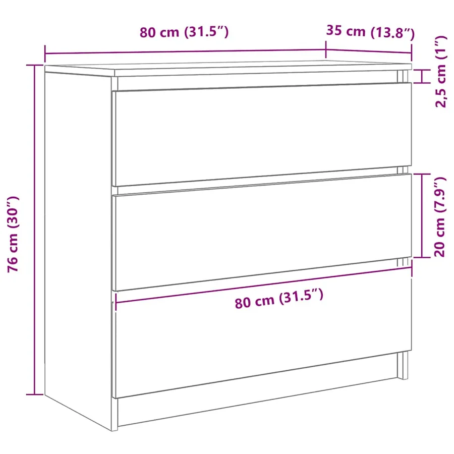 Buffet chêne noir 80x35x76 cm bois d'ingénierie - 12