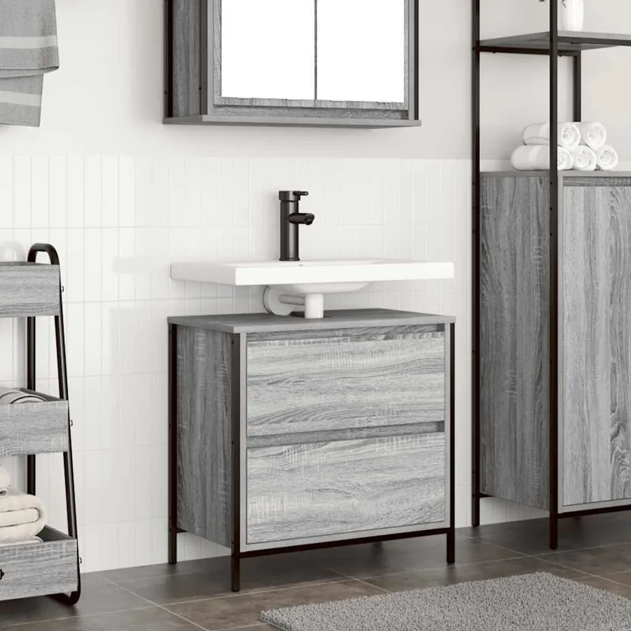 Meuble de salle de bain avec lavabo et tiroirs 60x34,5x60 cm
