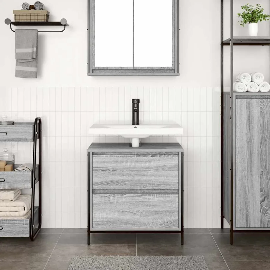 Meuble de salle de bain avec lavabo et tiroirs 60x34,5x60 cm - 3