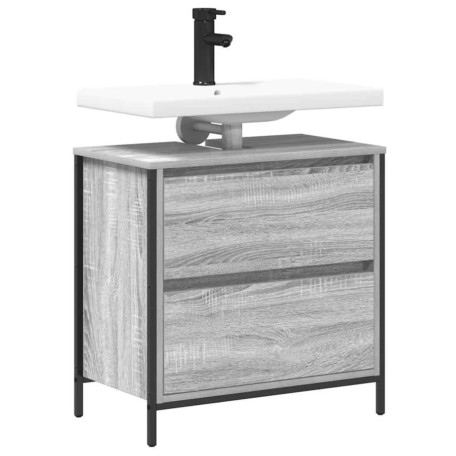 Meuble de salle de bain avec lavabo et tiroirs 60x34,5x60 cm - 4