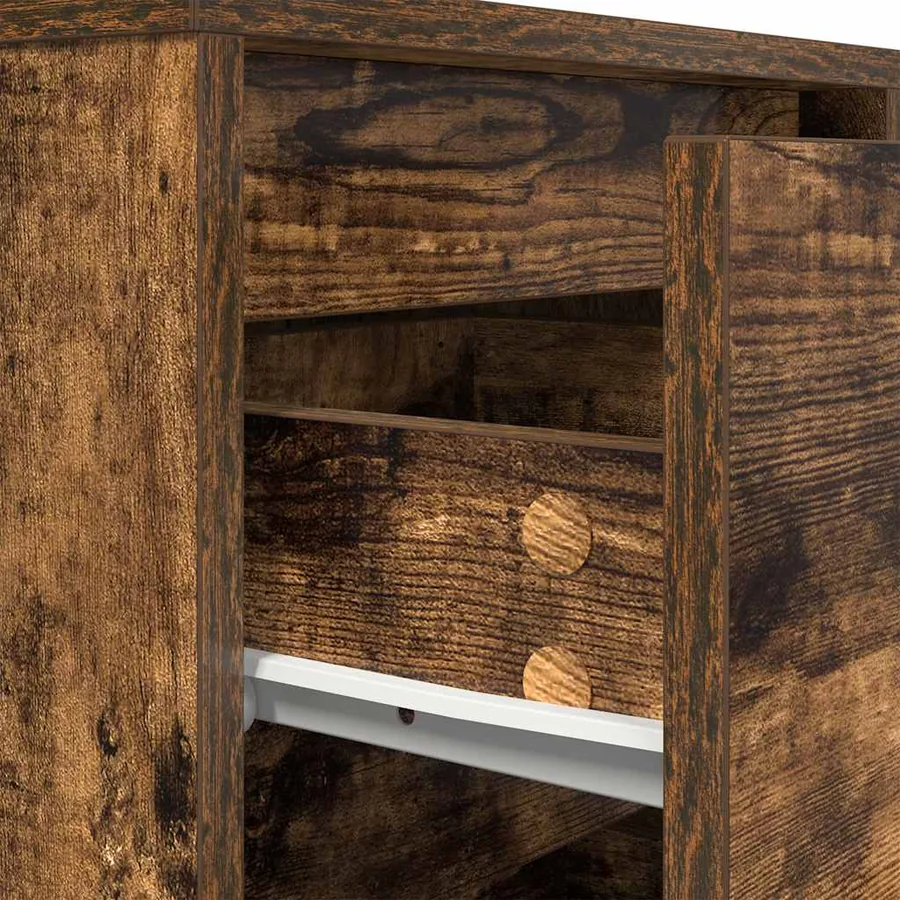 Tables de chevet avec lumières LED 2pcs chêne fumé 38x34x50 cm - 12