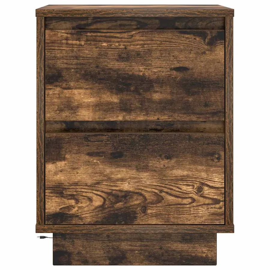 Tables de chevet avec lumières LED 2pcs chêne fumé 38x34x50 cm - 9