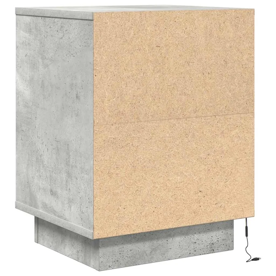 Tables de chevet avec lumières LED 2 pcs gris béton 38x34x50 cm - 11