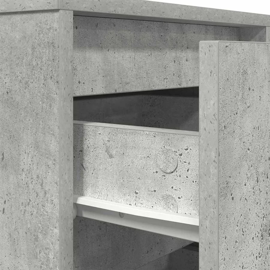 Tables de chevet avec lumières LED 2 pcs gris béton 38x34x50 cm - 12