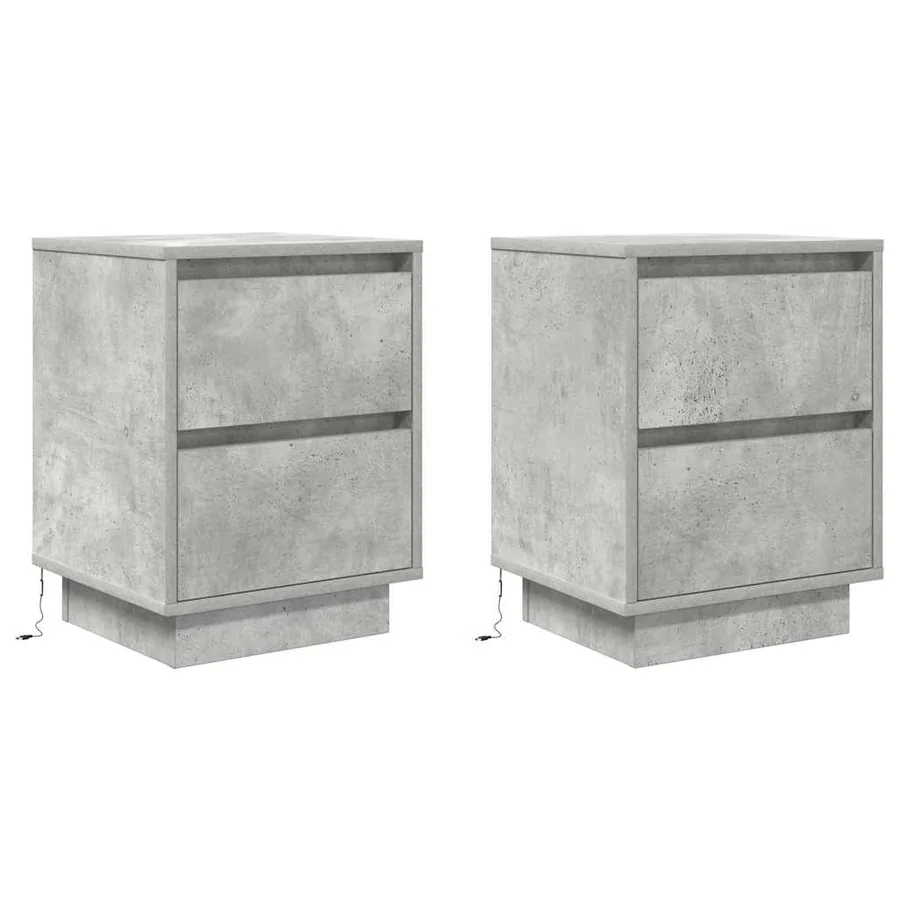 Tables de chevet avec lumières LED 2 pcs gris béton 38x34x50 cm - 3