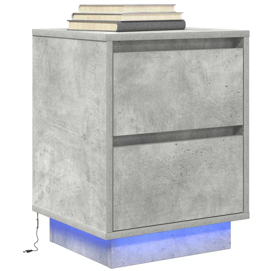 Tables de chevet avec lumières LED 2 pcs gris béton 38x34x50 cm - 6
