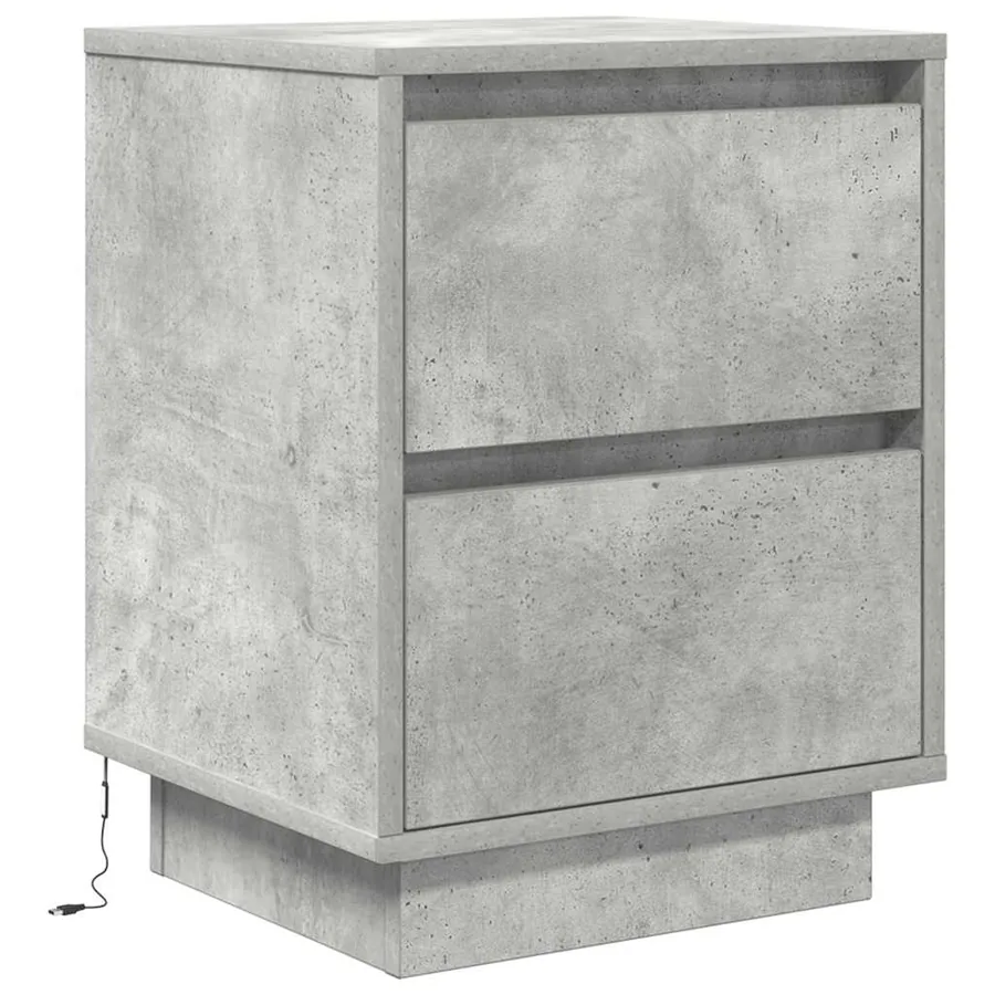 Tables de chevet avec lumières LED 2 pcs gris béton 38x34x50 cm - 7