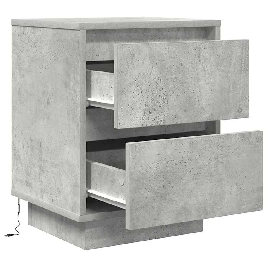 Tables de chevet avec lumières LED 2 pcs gris béton 38x34x50 cm - 8