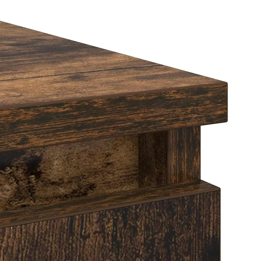 Buffet avec tiroir chêne fumé 71x35x65 cm bois d'ingénierie - 10