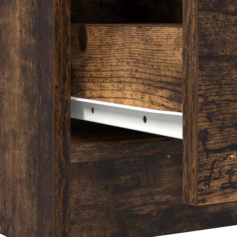 Buffet avec tiroir chêne fumé 71x35x65 cm bois d'ingénierie - 12