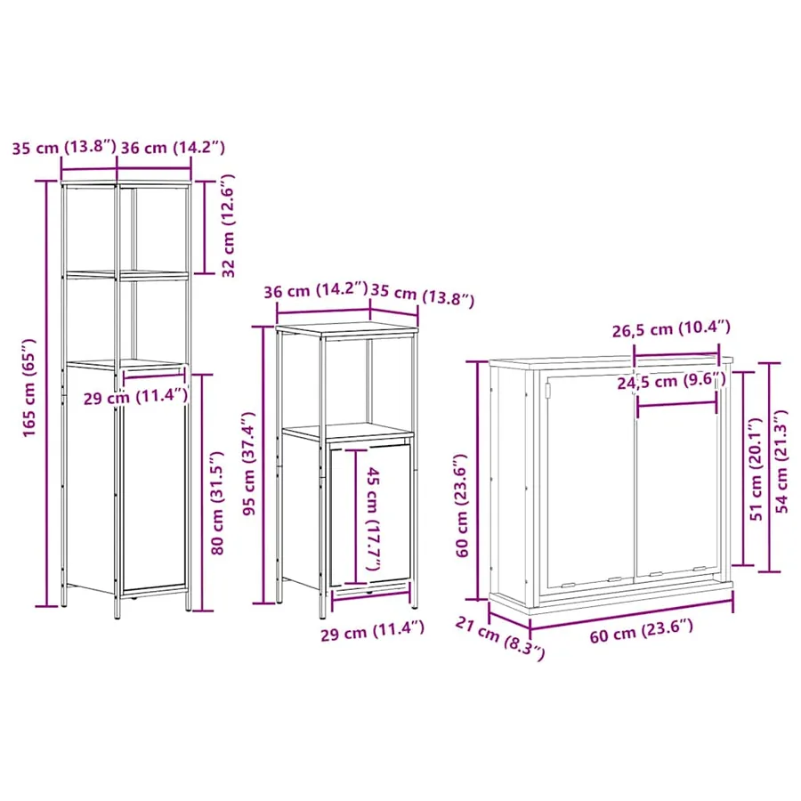 Ensemble de mobilier de salle de bain avec étagère 5 pcs Marron - 15