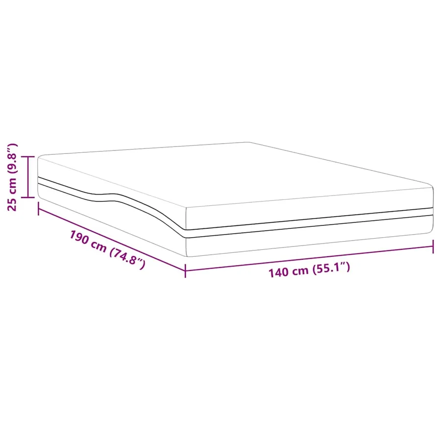 Matelas Blanc et Gris 140 x 190 cm Tissu jacquard - 12