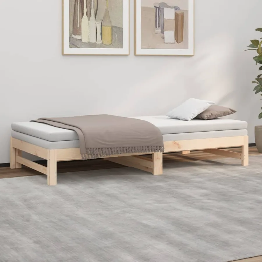 Lit coulissant sans matelas 2x(90x200) cm Bois de pin massif - 4